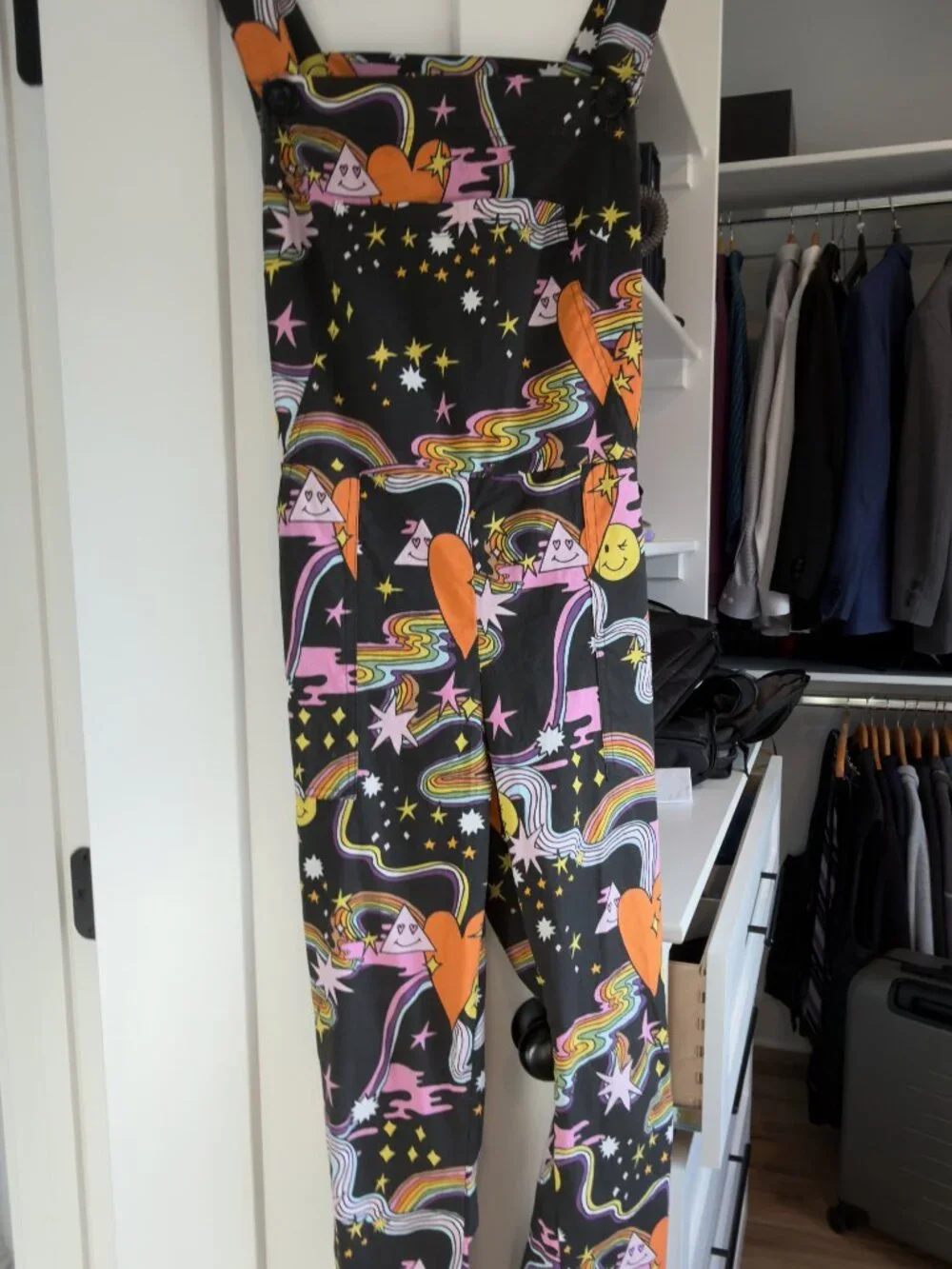 Nooworks Better Days Psychedelic Black Patterned Overalls Jumpsuit